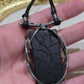 Killstar Algiz Rune Thorn Branch Frame Black Hematite Pendant Cord Necklace
