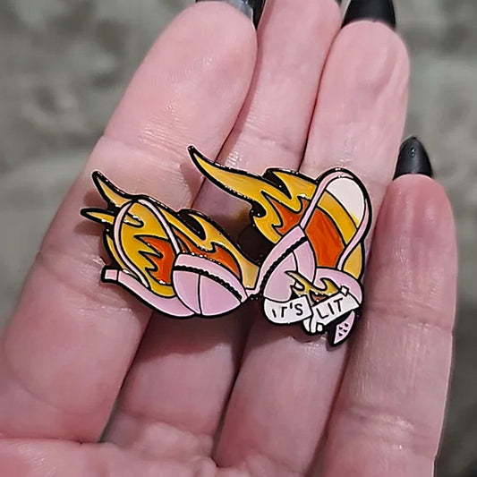Enamel Lapel Pin | Adult Humor | It's Lit | Burn The Bras Everywhere Pin - A Gothic Universe - Lapel Pins