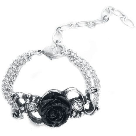 Bacchanal Rose Bracelet Retired ✦ Black ✦ Rare Pewter Charm