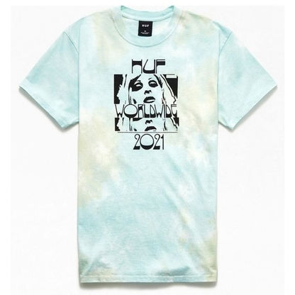 Wasted Darling Short Sleeve Tee | Blue Tie Dye Black Front & Back Graphic - HUF - Tops