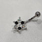 Painful Pleasures Black & Iridescent Gem Star Navel Ring in 14G Surgical Steel