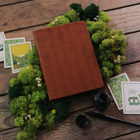Green Glyphs Divination Diary - Tarot Journal - Oracle Reading Log