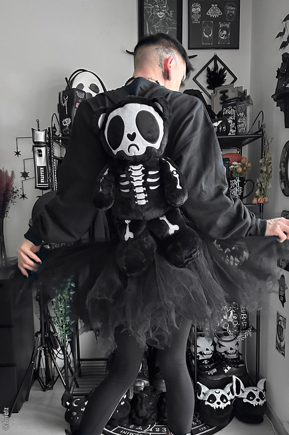 Grumpy Bones Bear Plush Backpack