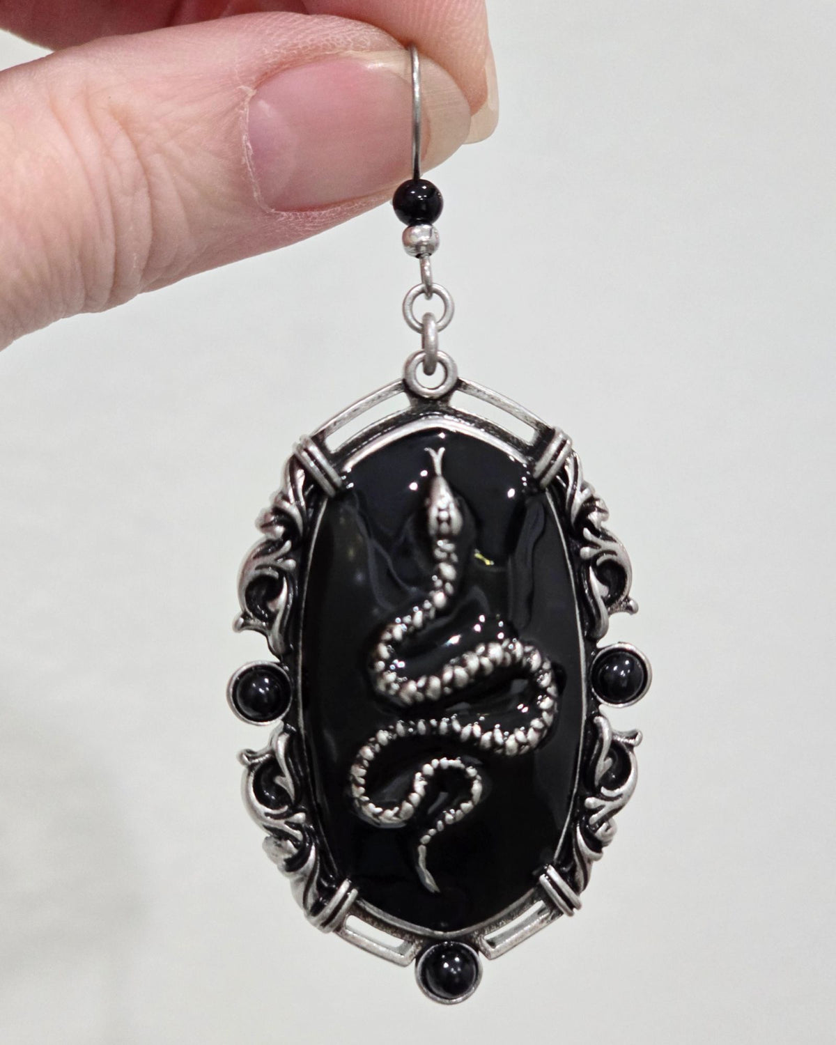 Killstar Kissing Eve Earrings Silver Gothic Occult Serpent Cameo Snake Drop OS