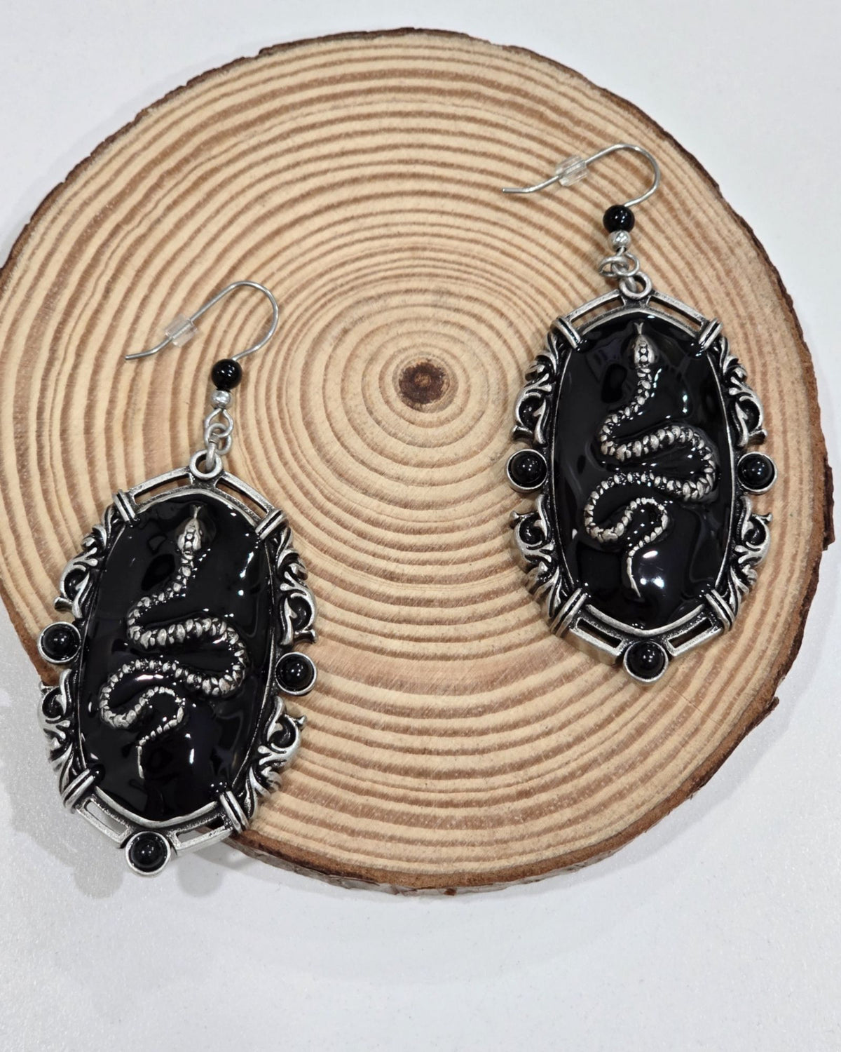 Killstar Kissing Eve Earrings Silver Gothic Occult Serpent Cameo Snake Drop OS