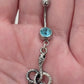 Painful Pleasures Blue Gem Snake Charm Navel Ring in 14G Surgical Steel