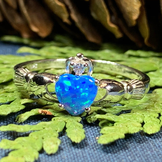 Erline Claddagh Blue Opal Ring -  - Ring