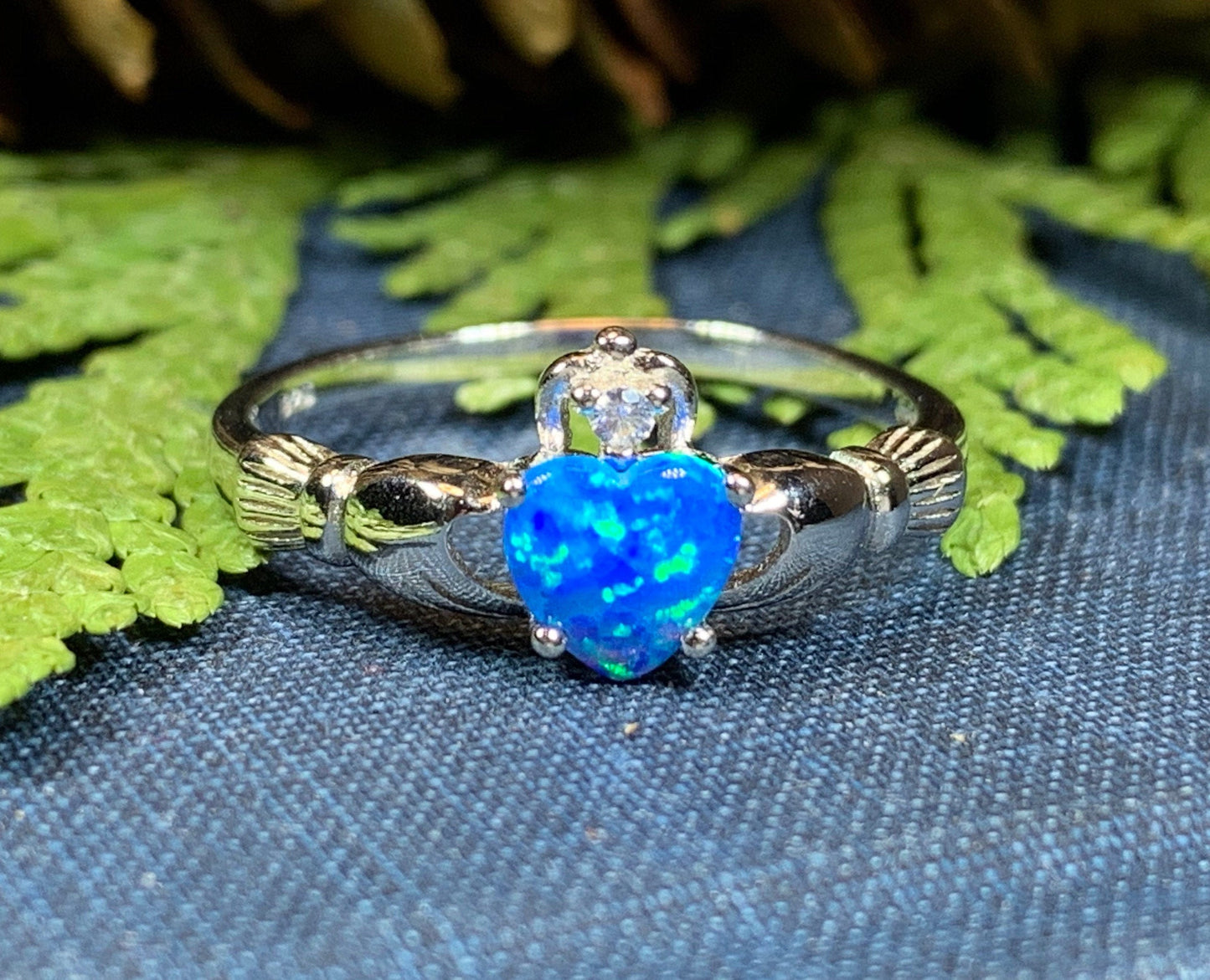 Erline Claddagh Blue Opal Ring -  - Ring