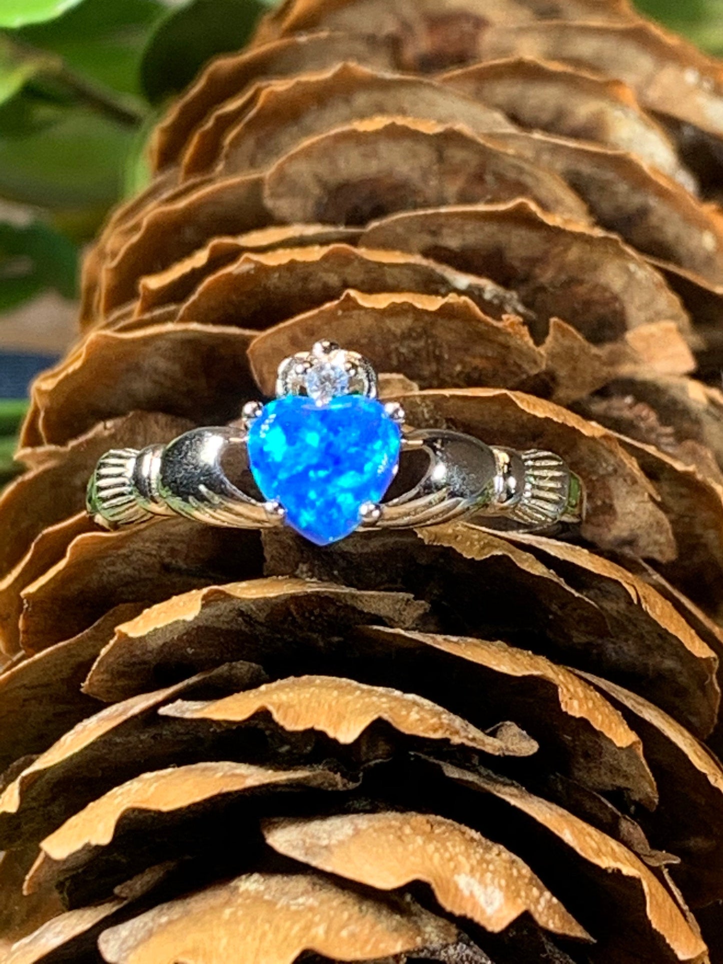 Erline Claddagh Blue Opal Ring -  - Ring