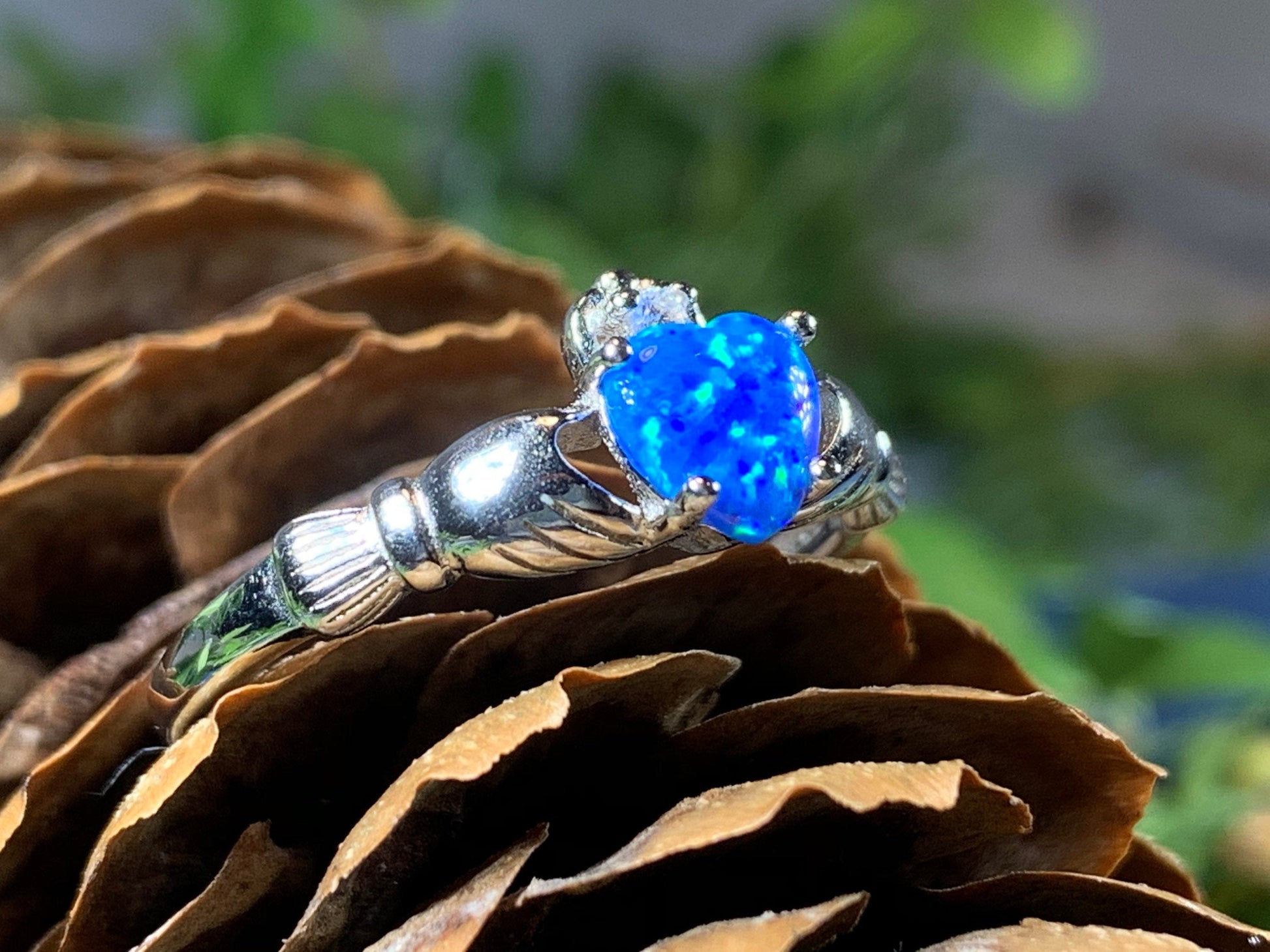 Erline Claddagh Blue Opal Ring -  - Ring