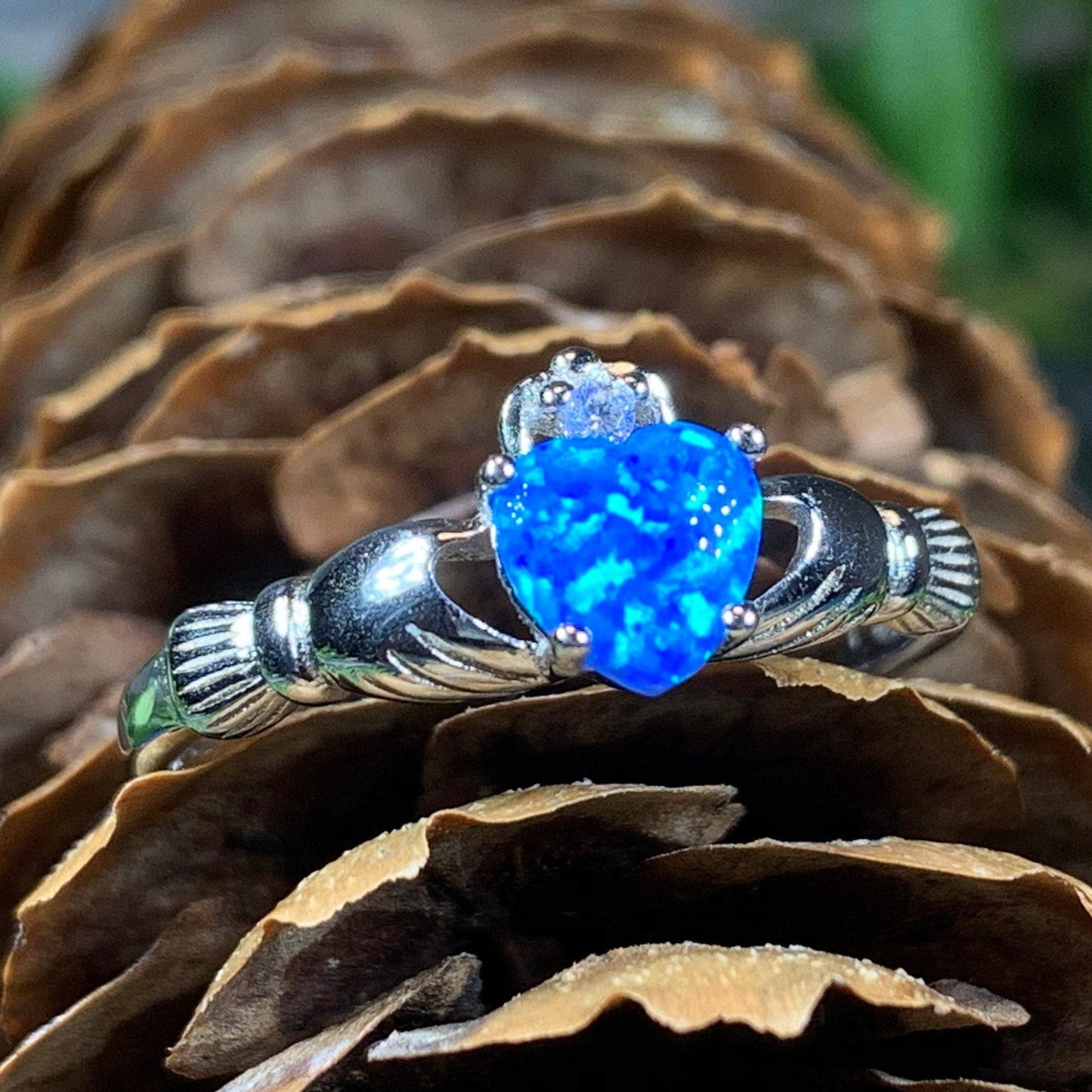 Erline Claddagh Blue Opal Ring -  - Ring