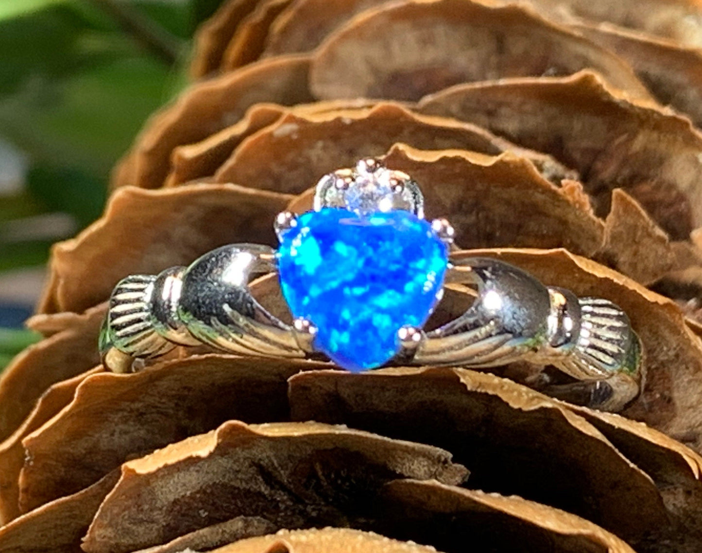 Erline Claddagh Blue Opal Ring -  - Ring
