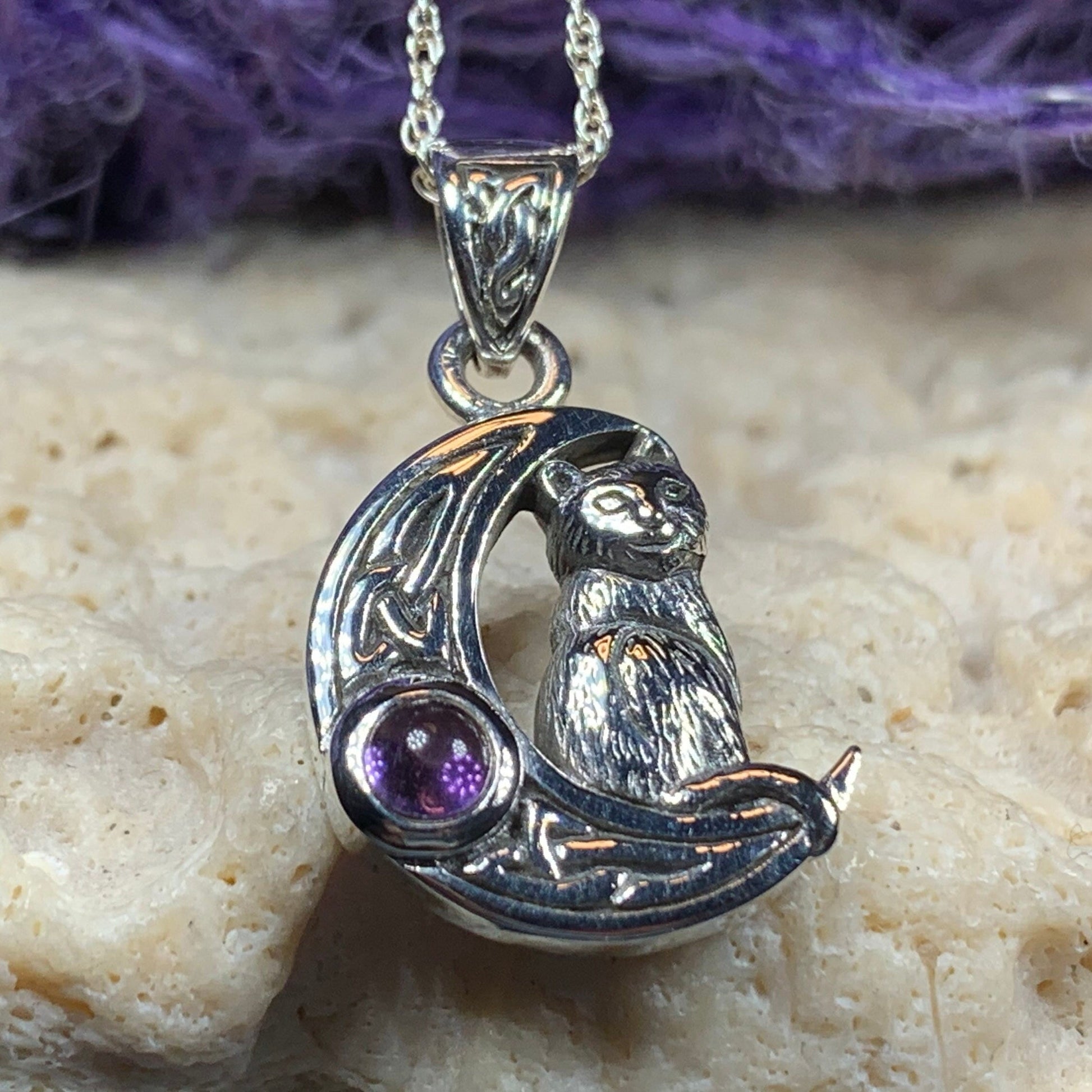 Celtic Cat in the Moon Necklace -  - Pendant