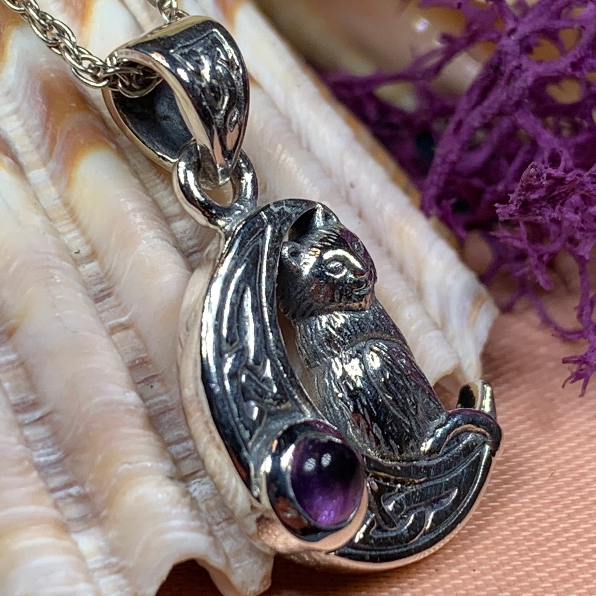 Celtic Cat in the Moon Necklace -  - Pendant