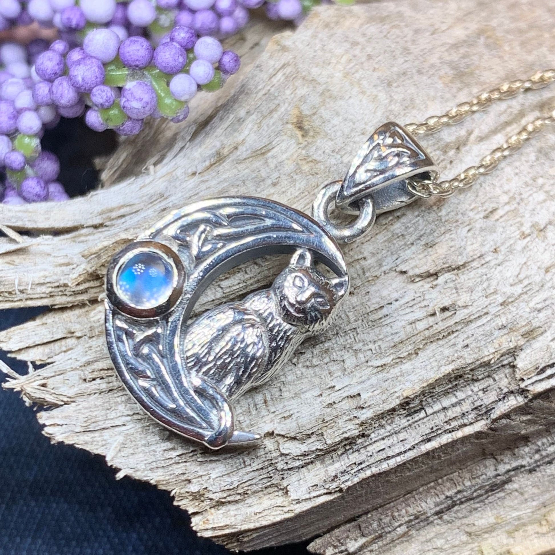 Celtic Cat in the Moon Necklace -  - Pendant