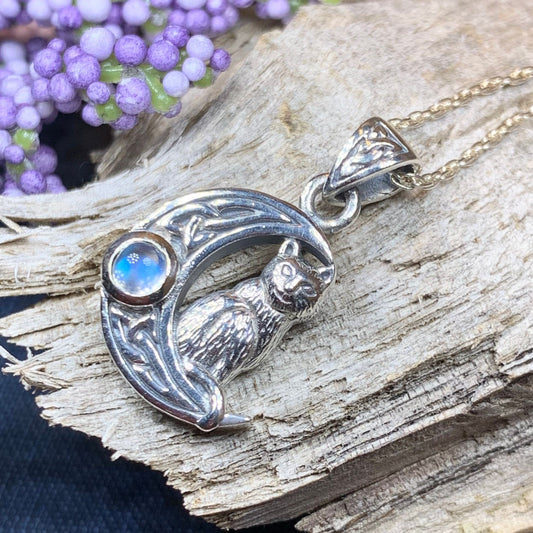 Celtic Cat in the Moon Necklace -  - Pendant