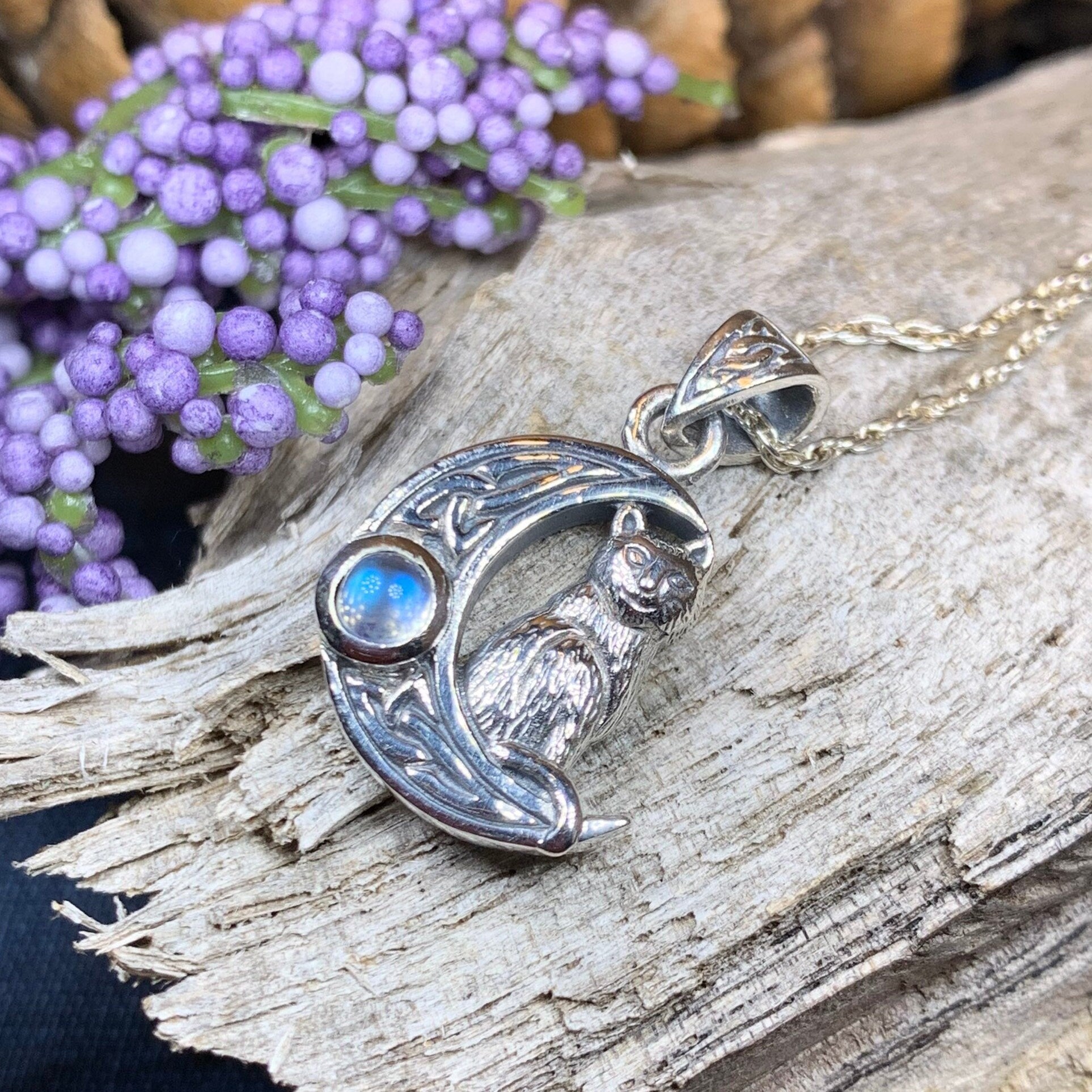 Celtic Cat in the Moon Necklace -  - Pendant