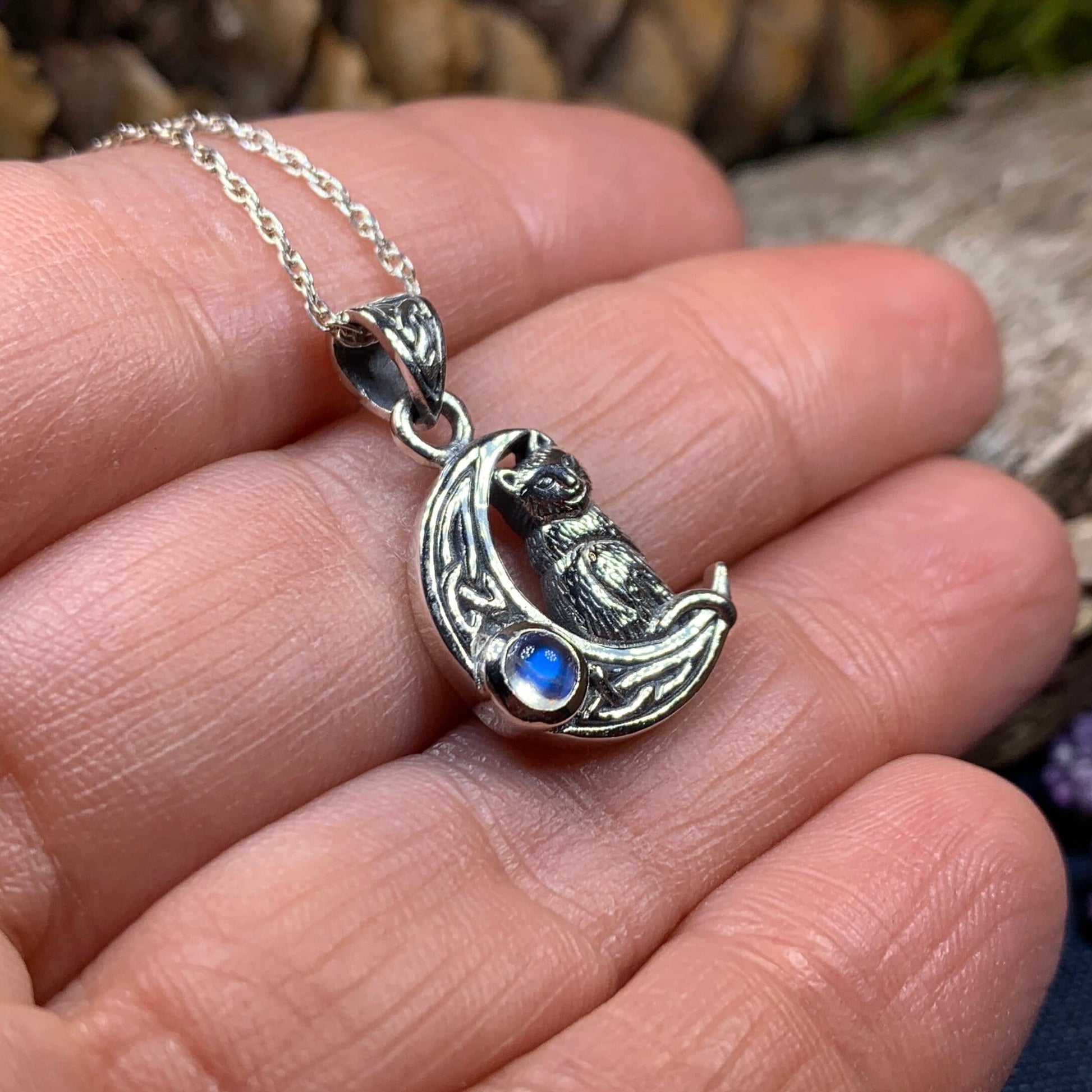 Celtic Cat in the Moon Necklace -  - Pendant