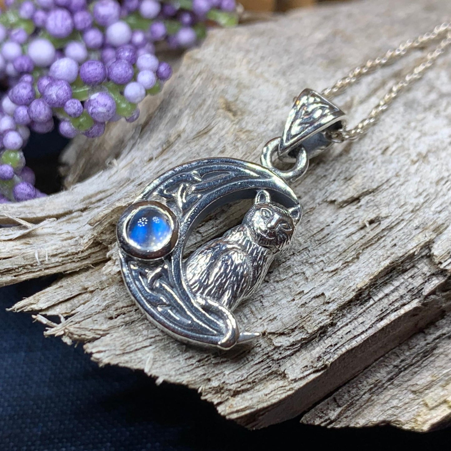 Celtic Cat in the Moon Necklace -  - Pendant