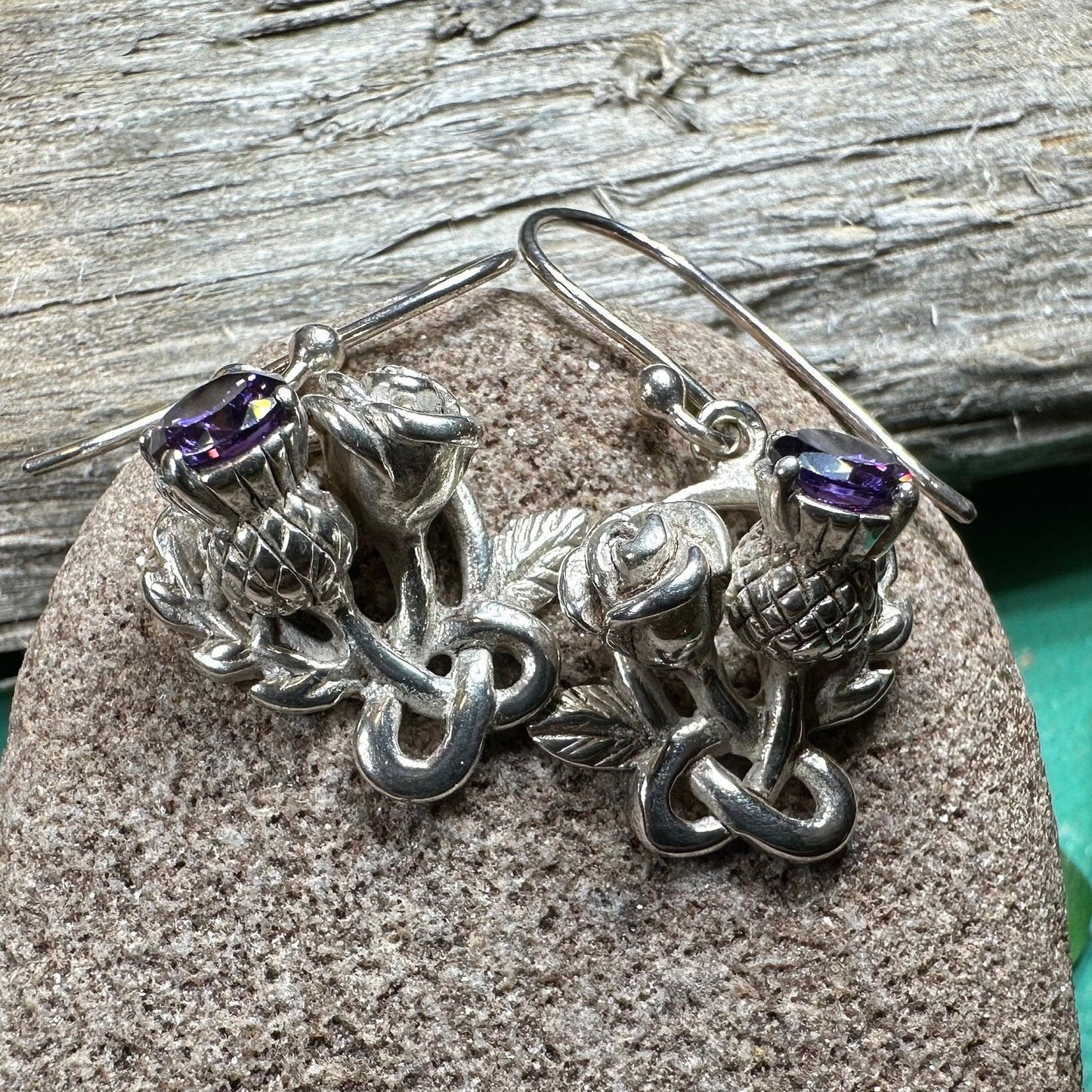 Cyrena Thistle Amethsyt Earrings -  - Dangle Earrings