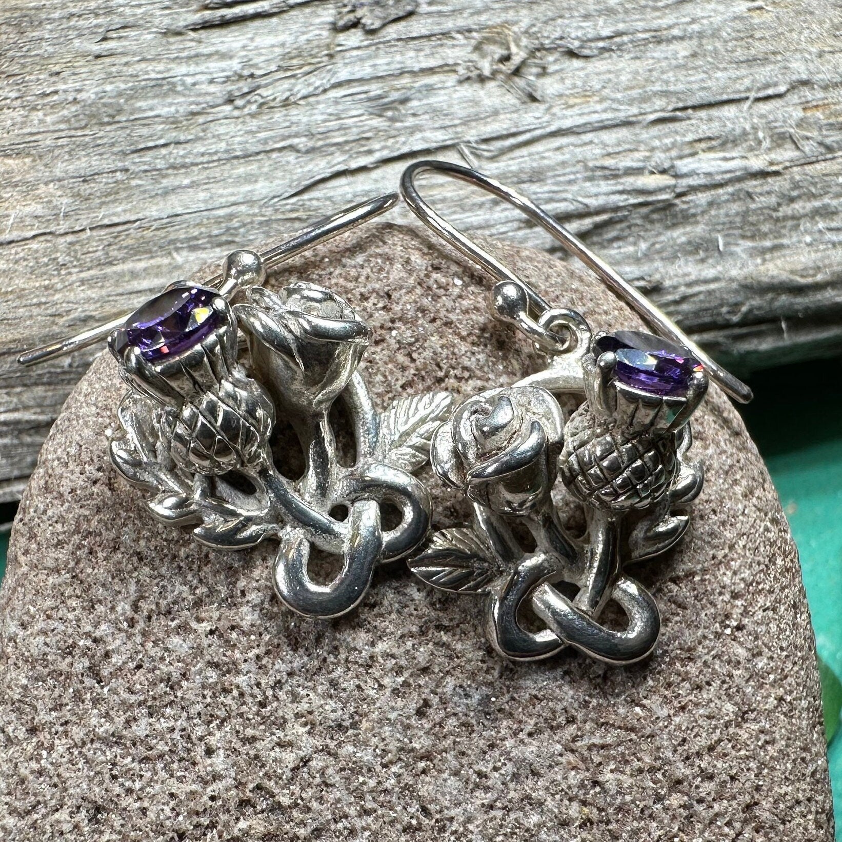 Cyrena Thistle Amethsyt Earrings -  - Dangle Earrings