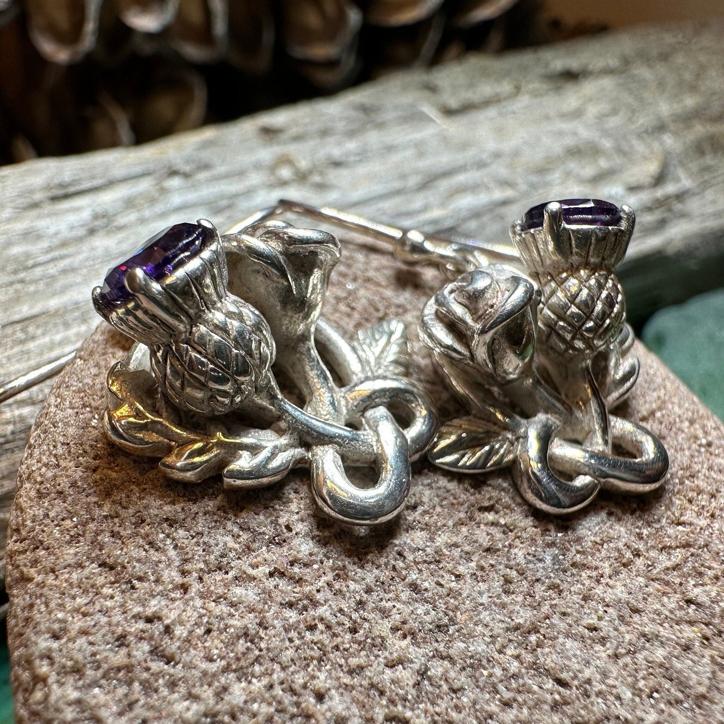 Cyrena Thistle Amethsyt Earrings -  - Dangle Earrings