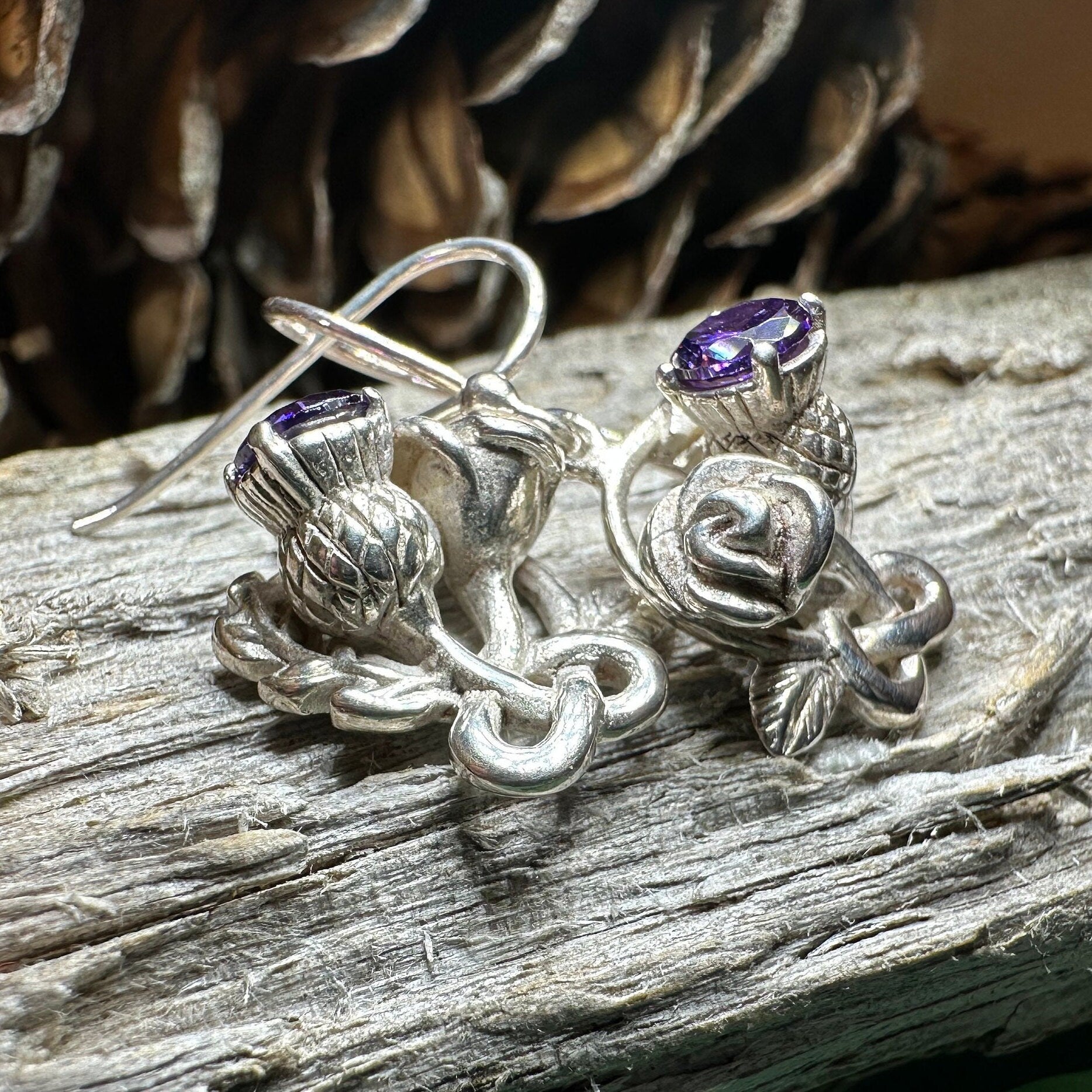 Cyrena Thistle Amethsyt Earrings -  - Dangle Earrings