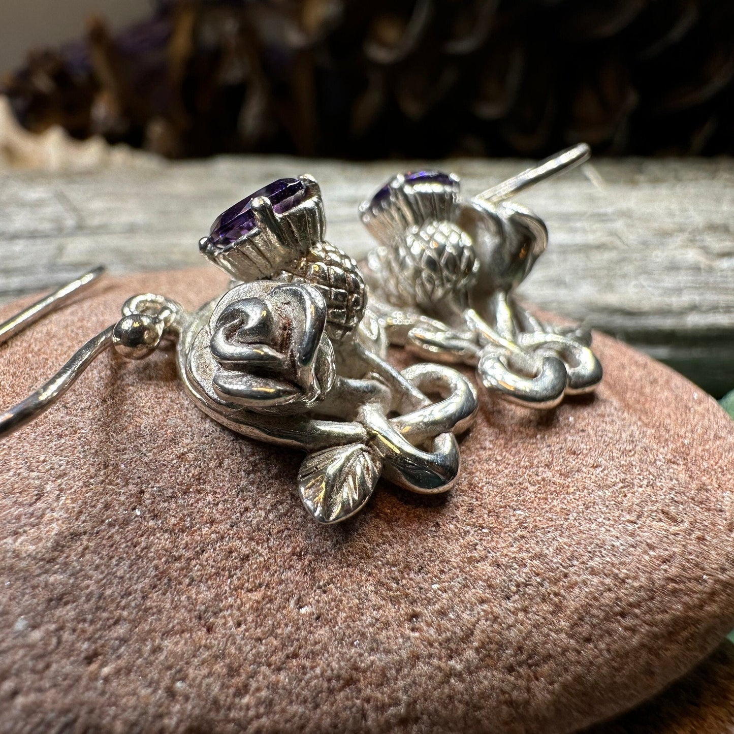 Cyrena Thistle Amethsyt Earrings -  - Dangle Earrings