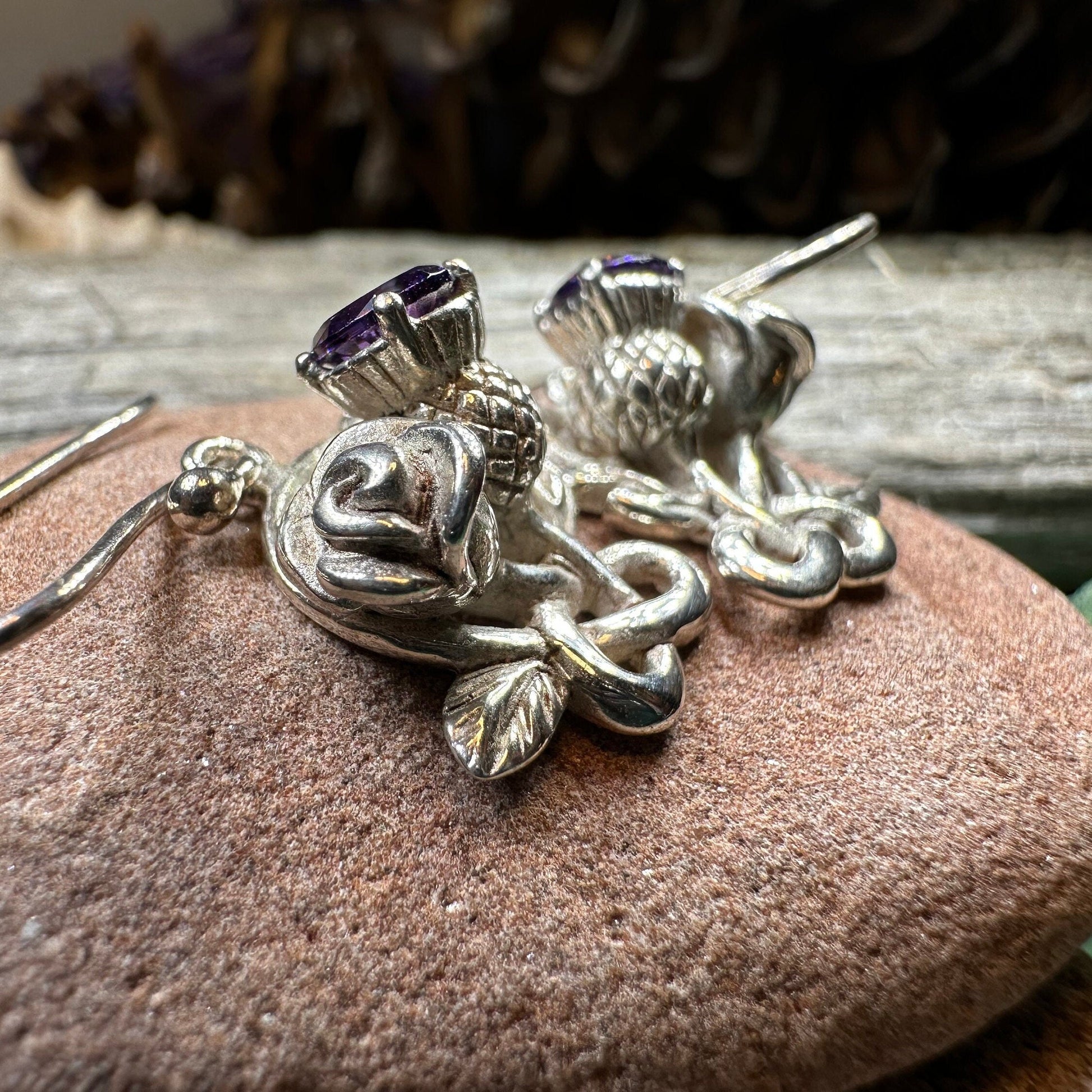 Cyrena Thistle Amethsyt Earrings -  - Dangle Earrings