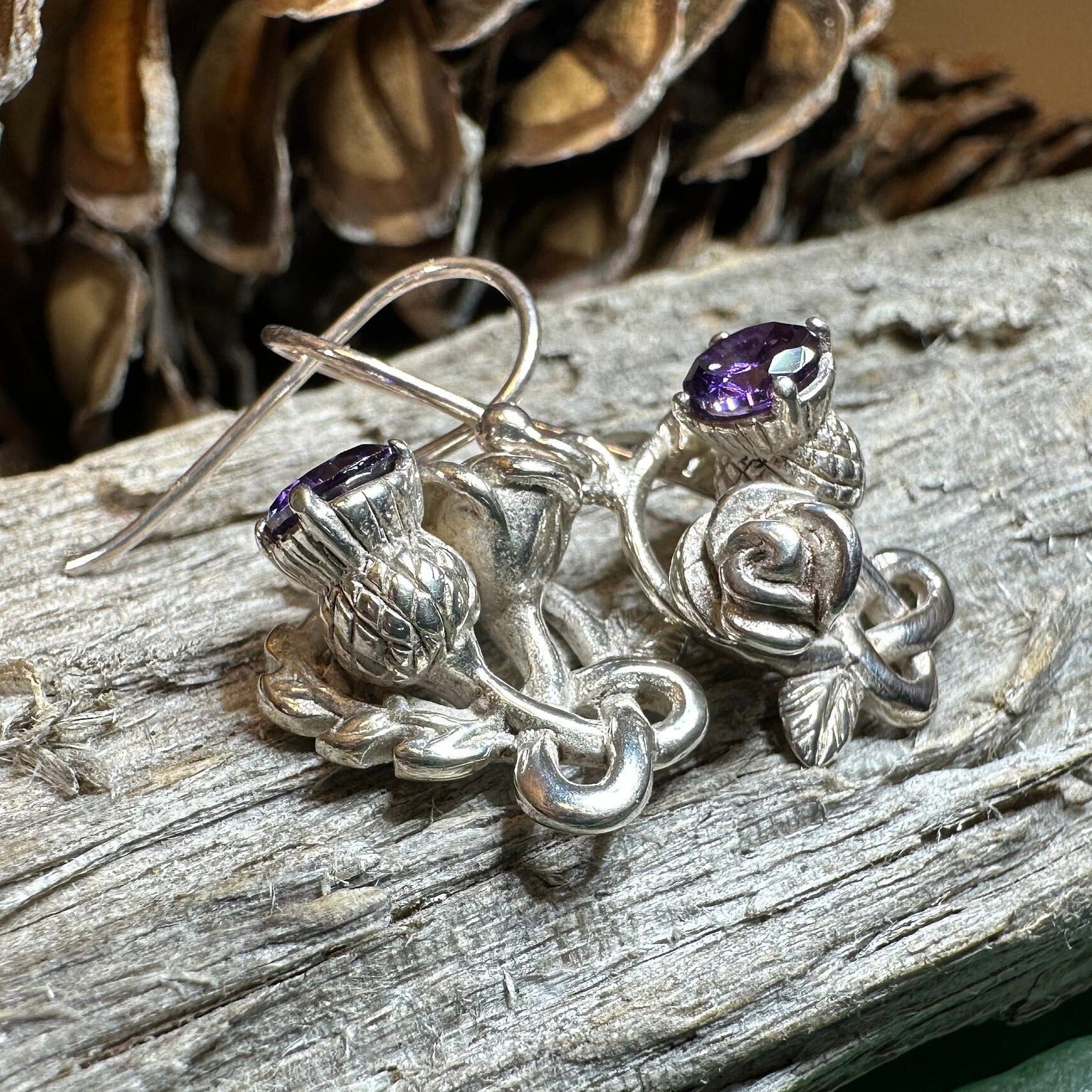 Cyrena Thistle Amethsyt Earrings -  - Dangle Earrings