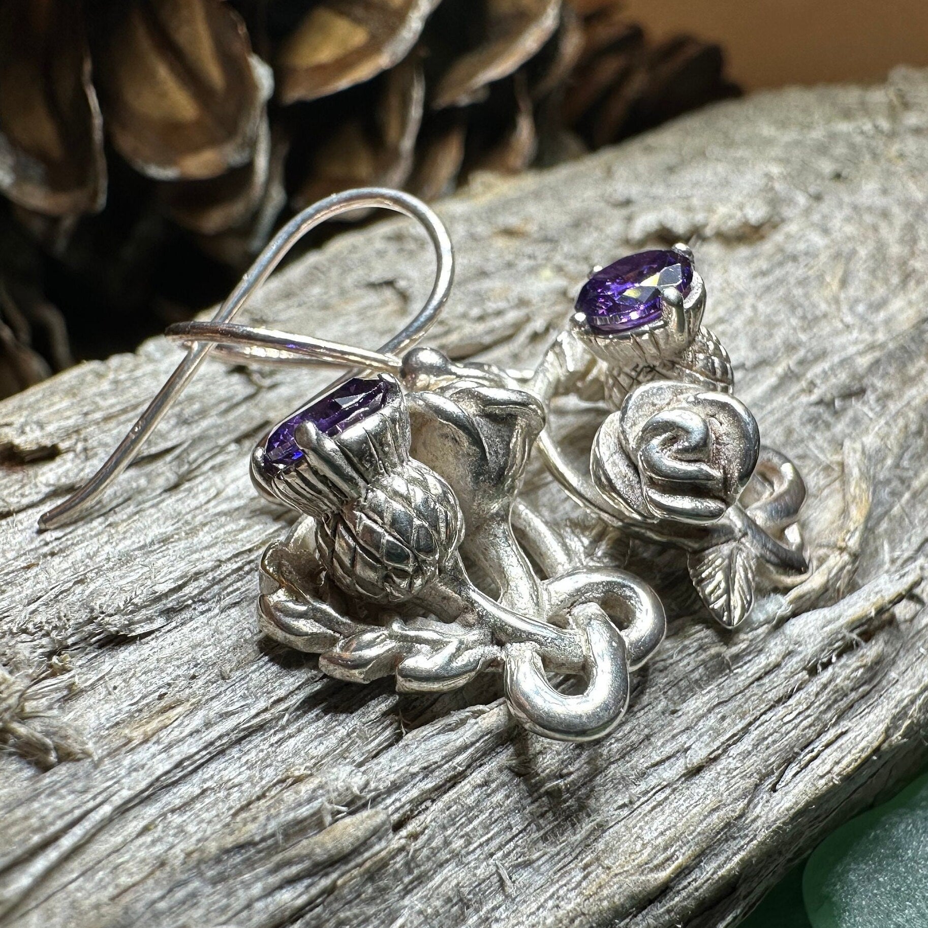 Cyrena Thistle Amethsyt Earrings -  - Dangle Earrings