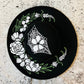 Vegan Felt Wide Brim Hat - Flat Top XL Brim - "Floral Crescent moon" -  - 