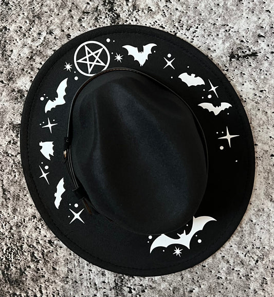 Vegan Felt Wide Brim Hat - Fricken' Bats -  - 