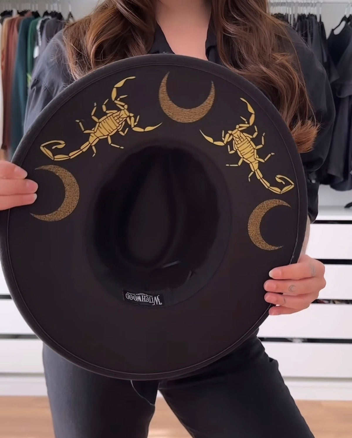 Vegan Felt Hat - XL Brim - "Scorpions & Moons" -  - 