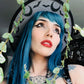 Vegan Felt Wide Brim Hat - "Charcoal Bat Moon" -  - 