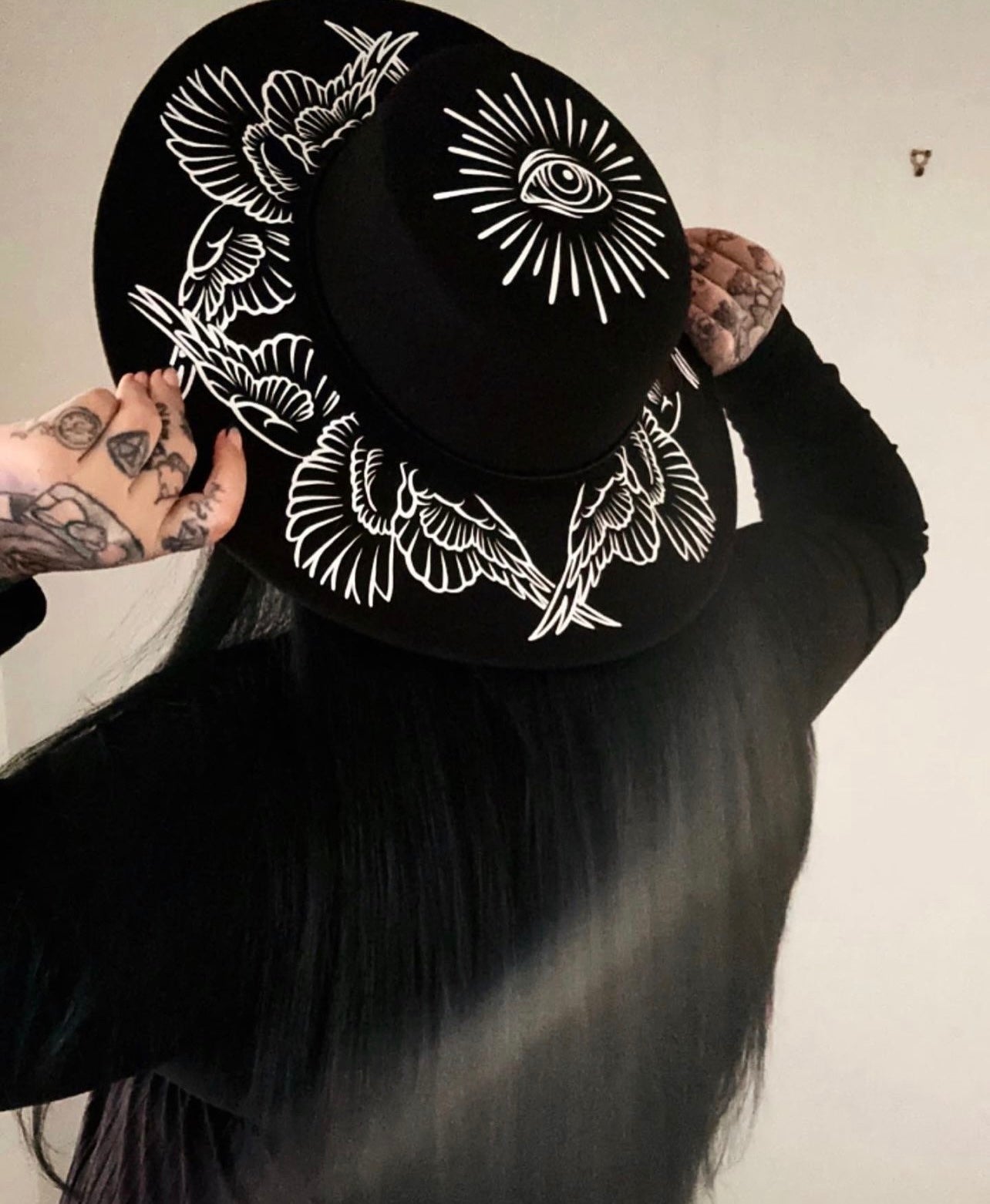 Vegan Felt Wide Brim Hat - Flat Top XL Brim - "Seraphim" -  - 
