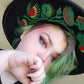Vegan Felt Wide Brim Hat - XL Brim - "Venus Fly Traps" -  - 
