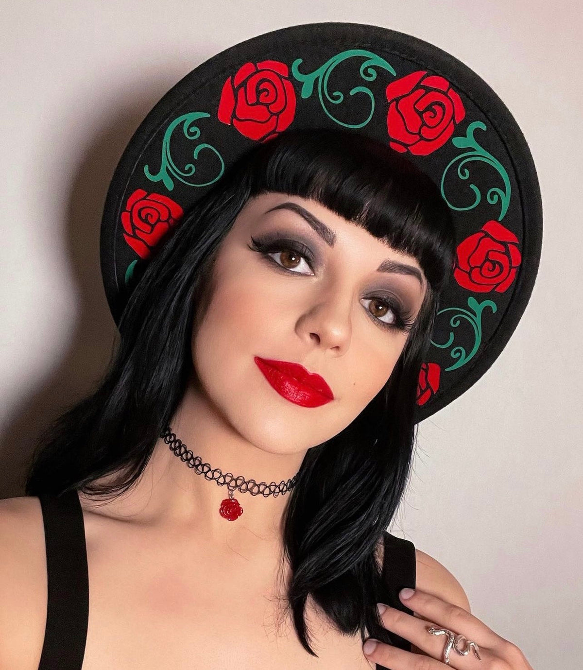 Vegan Felt Hat - Rose Crown -  - 
