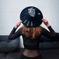 Vegan Felt Wide Brim Hat - Flat Top XL Brim - "Arrows Through Heart" -  - 