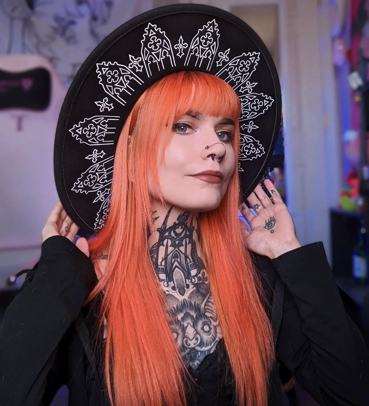 Vegan Felt Wide Brim Hat - XL Brim - "Wrought Iron Crown" - WITCHWOOD X WITCHVOID -  - 