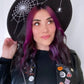 Vegan Felt Hat - XL Brim - Hanging Spider Web -  - 