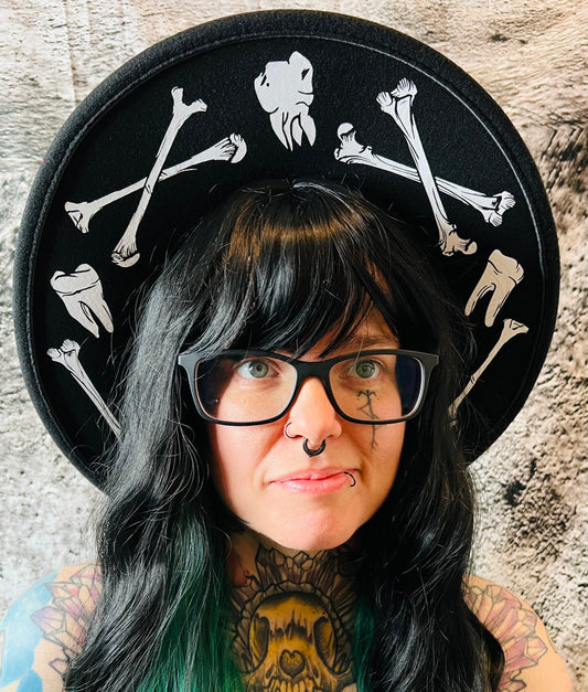 Vegan Felt Wide Brim Hat - XL Brim - Bones -  - 