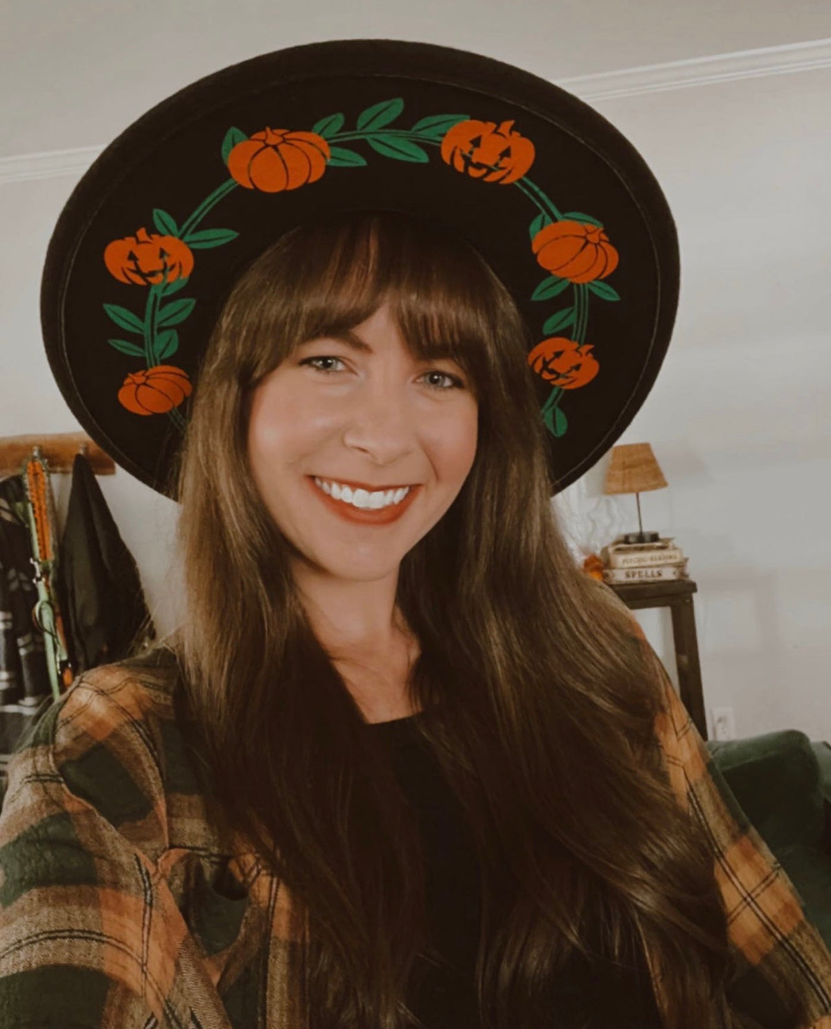Vegan Felt Hat - XL Brim - Pumpkins -  - 