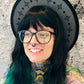 Vegan Felt Wide Brim Hat - "Charcoal Black Starburst" -  - 