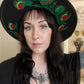 Vegan Felt Wide Brim Hat - XL Brim - "Venus Fly Traps" -  - 