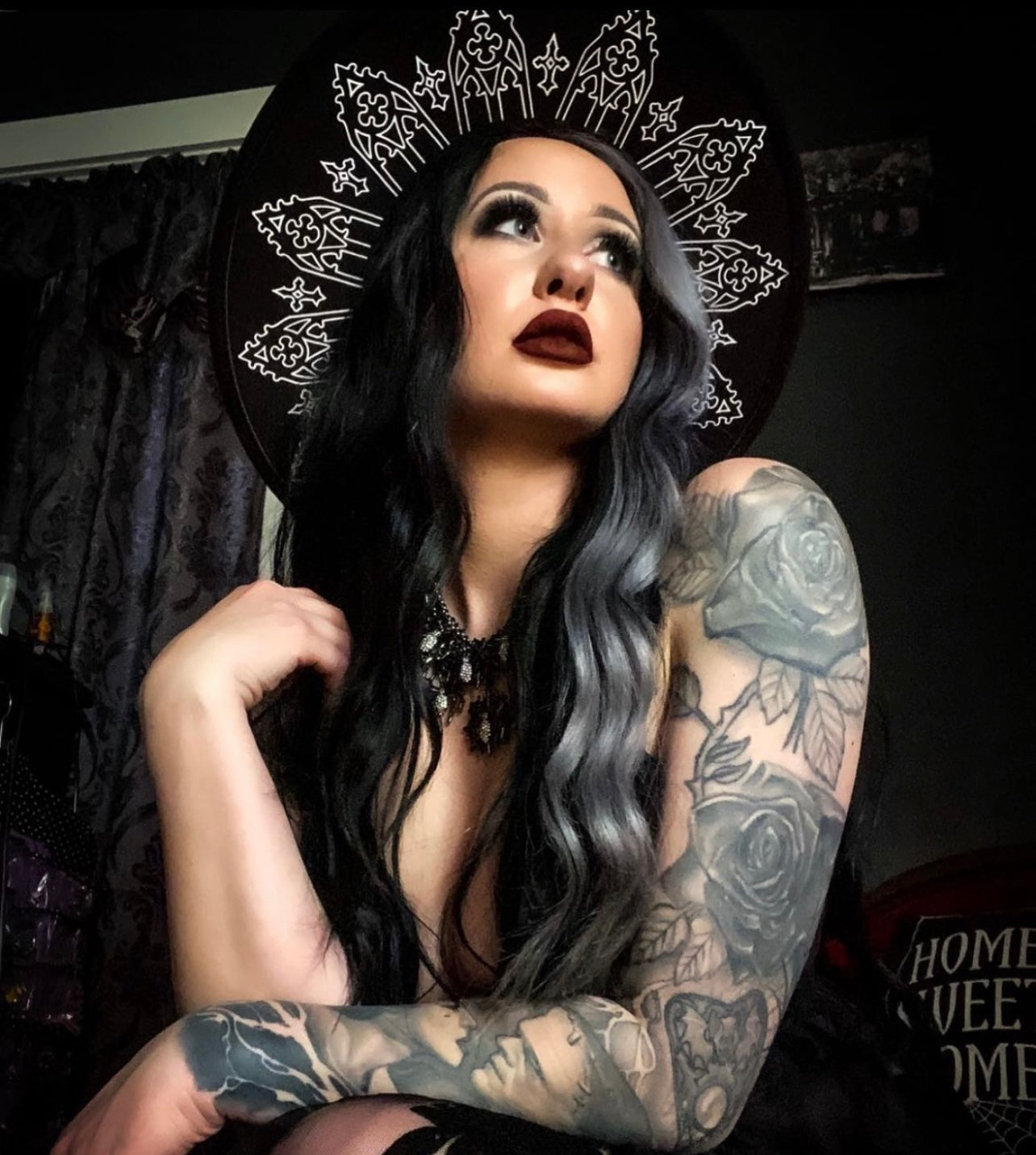 Vegan Felt Wide Brim Hat - XL Brim - "Wrought Iron Crown" - WITCHWOOD X WITCHVOID -  - 