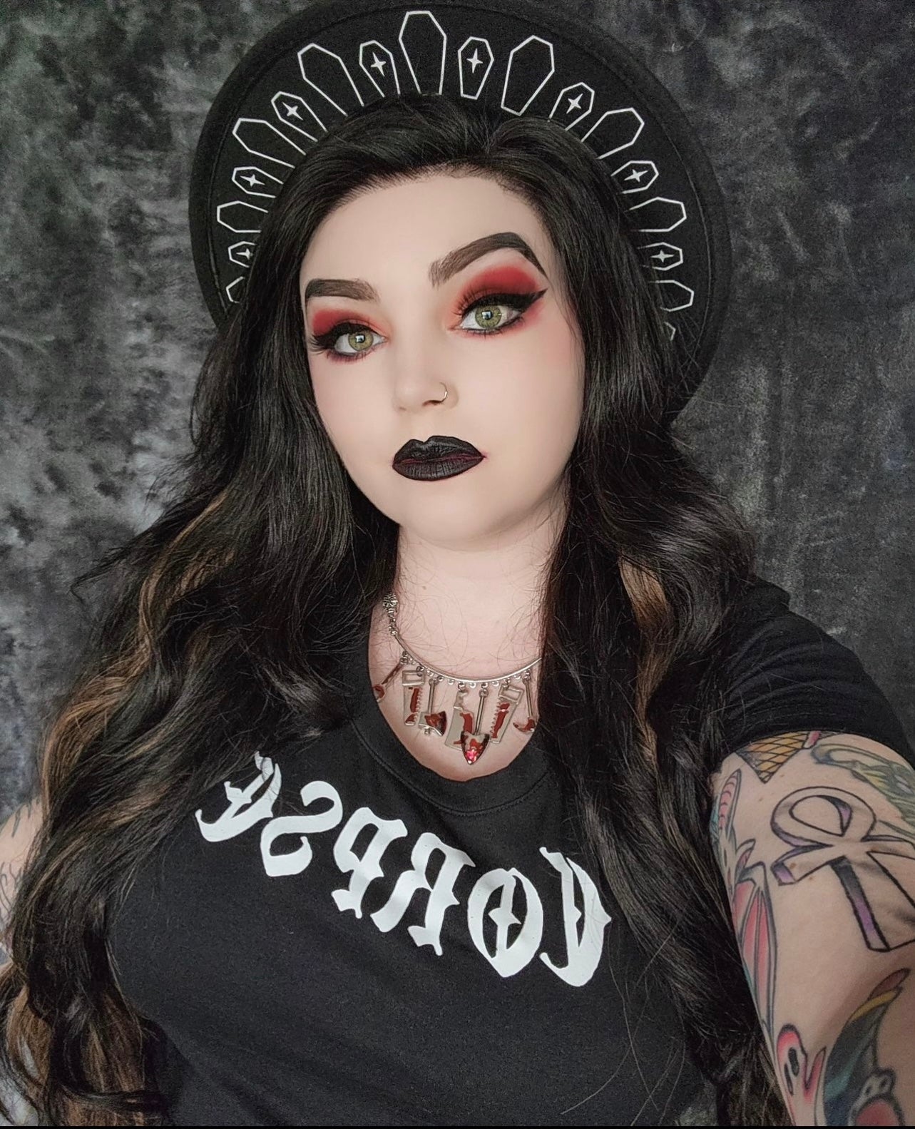 Vegan Felt Wide Brim Hat - Coffin Crown -  - 