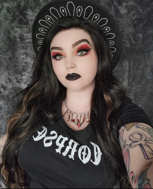 Vegan Felt Wide Brim Hat - Coffin Crown -  - 