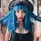 Vegan Felt Wide Brim Hat - "Charcoal Bat Moon" -  - 