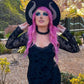 Vegan Felt Wide Brim Hat - XL Brim - "Villain Horns" -  - 